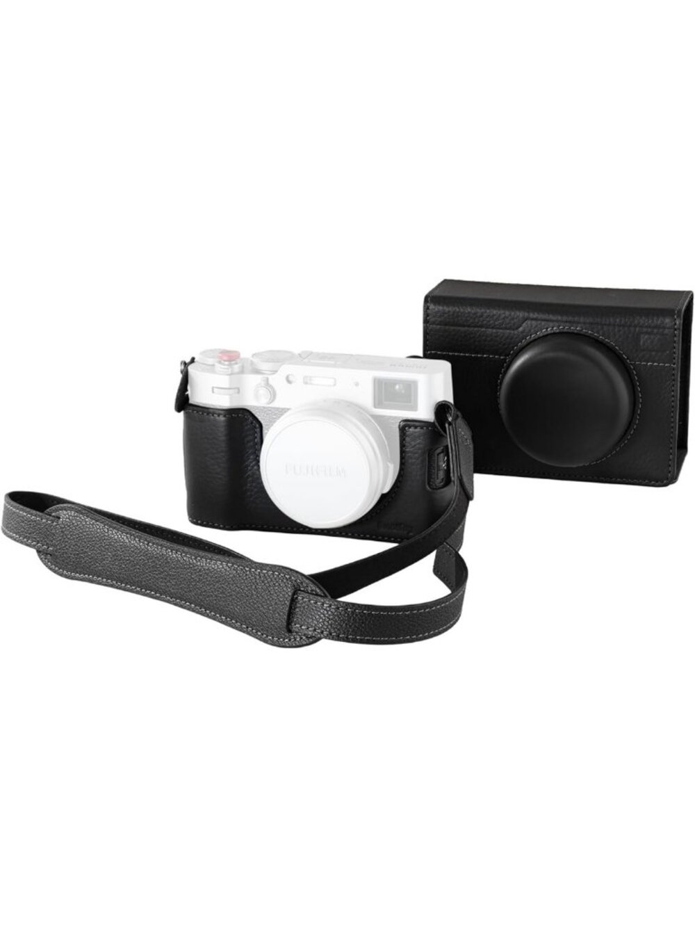 Leather Half Case for FUJIFILM X100VI - Stylish Flip Cover & Shoulder Strap